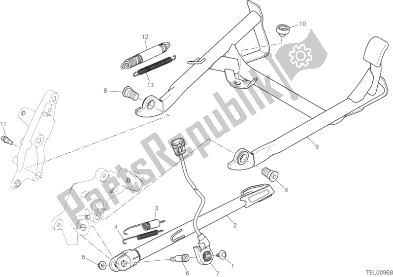 Todas as partes de Suporte Lateral do Ducati Multistrada 1200 Enduro Thailand 2019